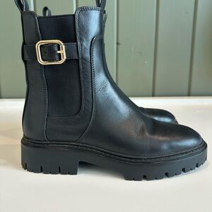 Black Leather Ankle Boots